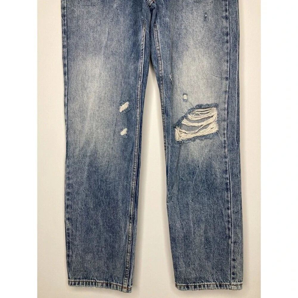 We the Free Jeans Women Size 24 Straight Leg Distressed‎ High Waist Regular Wash